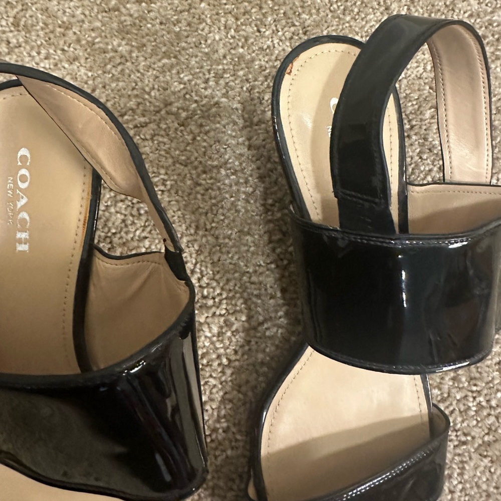 Coach Black Patent Leather Slingback Sandals - Picture 6 of 11